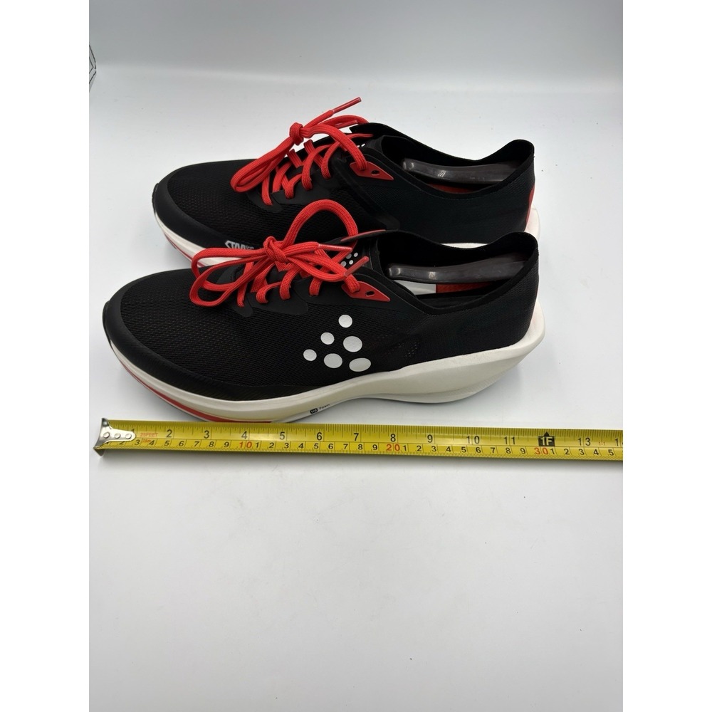CRAFT Men's Black Red White Low Top Lace-Up Running Athletic Sneakers - Picture 6 of 9